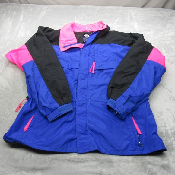 Columbia Jacket Mens XL Blue Pink Pockets Full Zip Waterproof 3in1 Shell Outdoor - Picture 2 of 16